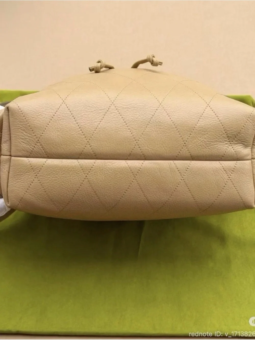 Tory Burch Beige Quilted Leather Drawstring Shoulder Bag NWT